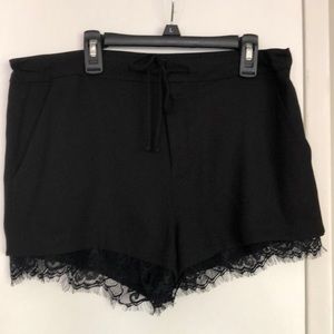 Black shorts with lace detail
